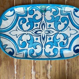Blue & white melamine serving platter MSRP $18